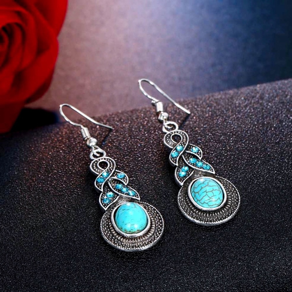 Any 2/$20! Boho Silver/Turquoise/Crystal Earrings - Picture 6 of 11